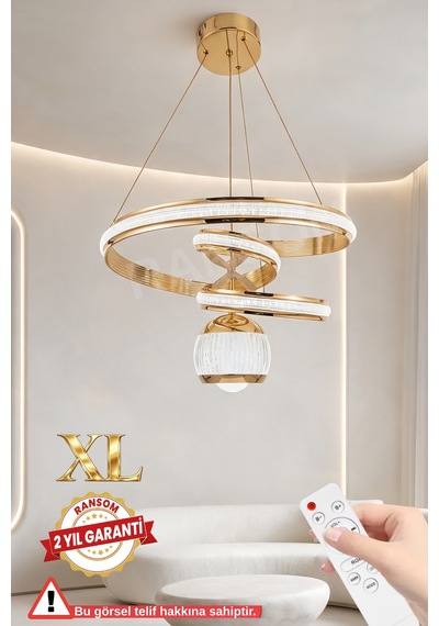 Ransom İthal Seri Xl 3 Renk Kumandalı Galaksi Led Avize Toplu Gold Kasa Büyük Salon & Oturma Odası Avizesi Altın