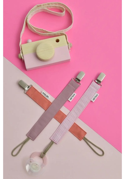 E&f Store 3'lü Emzik Askısı Seti - Pembe Çizgili - Gül Kurusu - Nar Çiçeği Çok Renkli