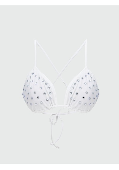 Lcw Dream Ekru Parlak Taşlı Kadın Bikini Üst