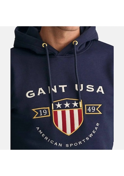 Gant Erkek Kapşonlu Sweatshirt Yandan Cepli Lacivert