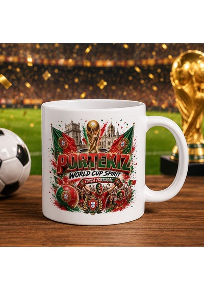 Bk Gift Portekiz Taraftar Temalı Dünya Futbol Kupası Tasarımlı Beyaz Kupa Bardak