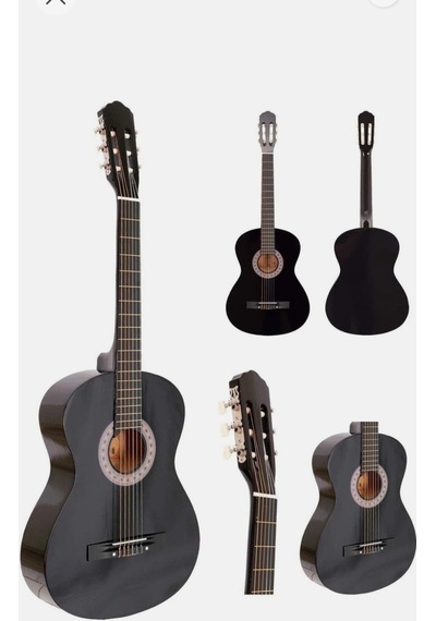 4/4 Siyah Tam Boy Klasik Siyah Gitar Seti