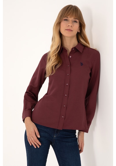 U.S. Polo Assn. Kadın Bordo Uzun Kollu Basic Gömlek 50316711-VR177 U.S. Polo Assn. Kadın Bordo Uzun Kollu Basic Gömlek 50316711-VR177