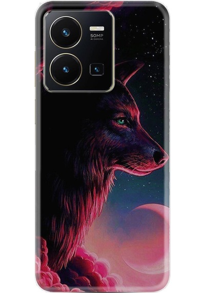 Vivo Y35 Kilif Resimli Silikon Wolf And Moon 1380 566402404