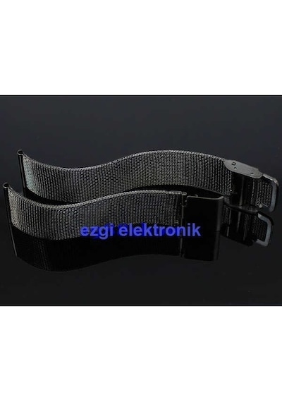 Siyah Çelik Ince Hasır 22Mm Kordon Metal Örgü Saat Kordonu Kayışı