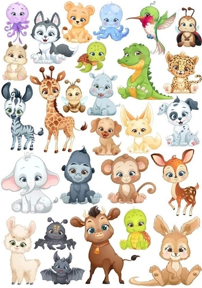 Sevimli Hayvanlar Sticker Set 8 25 Parça Telefon, Tablet, Defter, Laptop Sticker