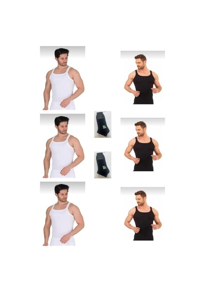 Berrak 6'lı Paket Erkek Kaşkorse İnce Askı Fitilli Spor Atlet Karışık Renk 2 Çift Bambu Patik Çorap Hediye Beyaz-siyah