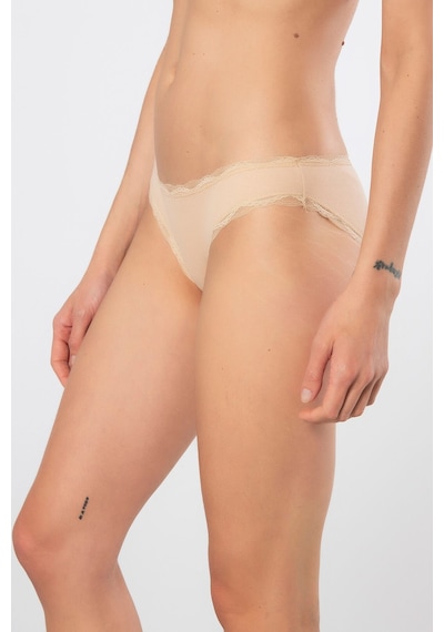 Türen Kadın Likralı Ribana Dantelli Bikini Külot 2'li Paket 928/ten Ten