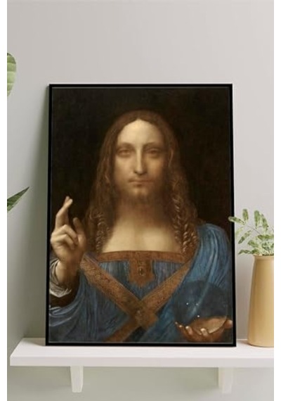 Pster14715 Salvator Mundi - Vinci Sanatsal Çerçeveli Tablo 50 X 70