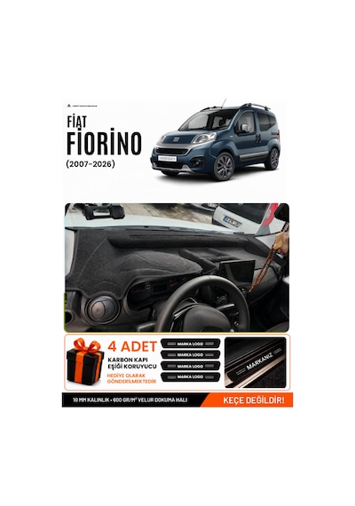 Fiat Fiorino Tam Kapalı 2007-2026 Uyumlu Torpido Örtüsü, Torpido Kılıfı - Siyah