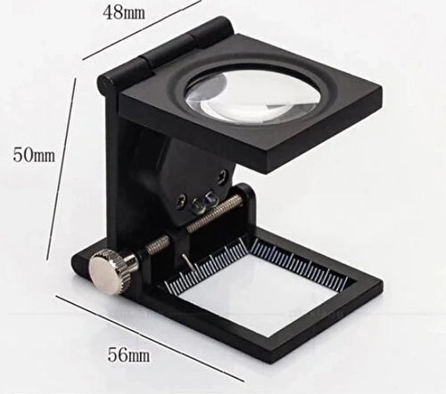 28x28 Mm Katlanır Sayaçlı Metal Lüp, 2 Led Işıklı Büyüteç Tekstil Th9005a