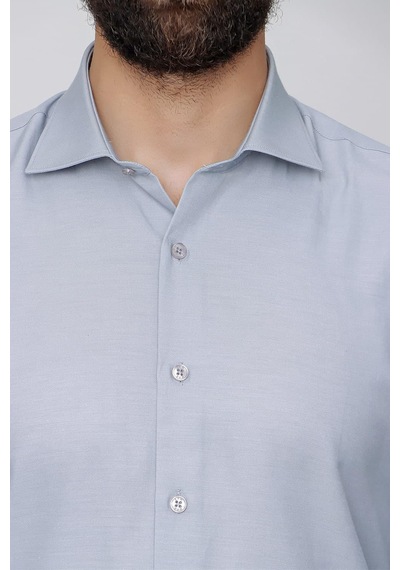 Efor Slim Fit Pamuk Saten Klasik Gri Gömlek Gk 604 Gri