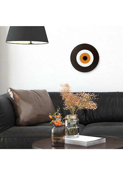 Minimalist Koyu Kahve Nazar Boncuğu El Yapımı Ahşap Büyük Nazarlı