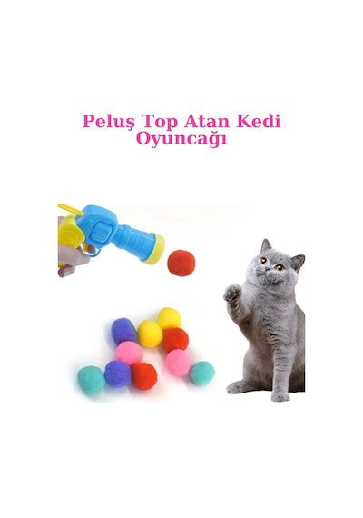 Wintoup Özel Seri Peluş Top Atan İnteraktif Kedi OyuncağıAtma Tabancası Tabanca+30 Peluş Top Çok Renkli