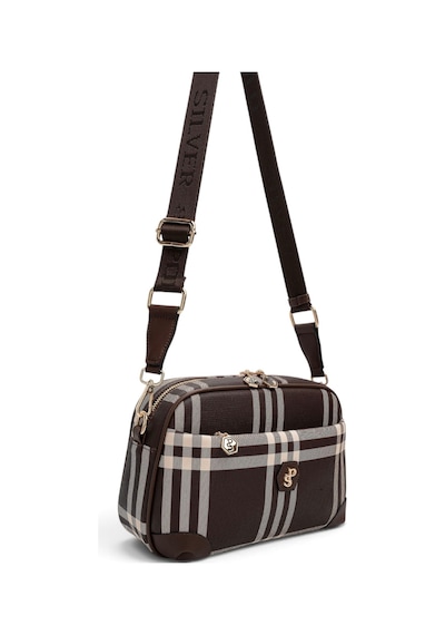 Silver & Polo Silver Polo Kahve - Kahve Çizgili Ekose Kadın Çapraz Çanta Sp1094