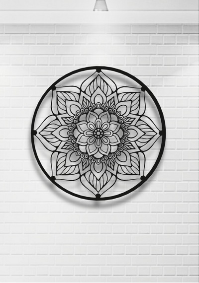 Yuvarlak Çerçeveli Mandala Metal Duvar Dekoru