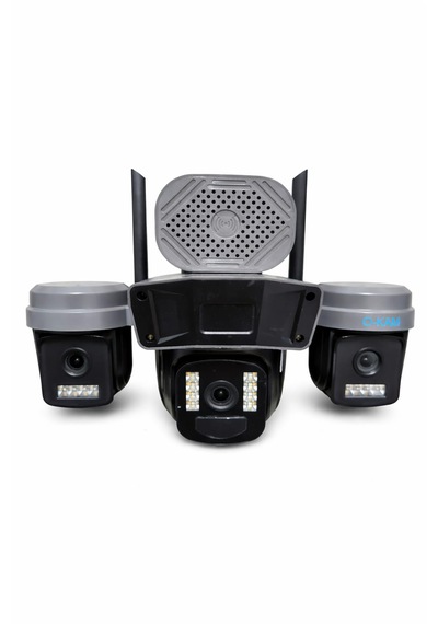 Okam 5210 3 Lensli Wifi Solar Güvenlik Kamerası 360 Ptz, Gece Görüş, Hareket Takip, Güneş Panelli