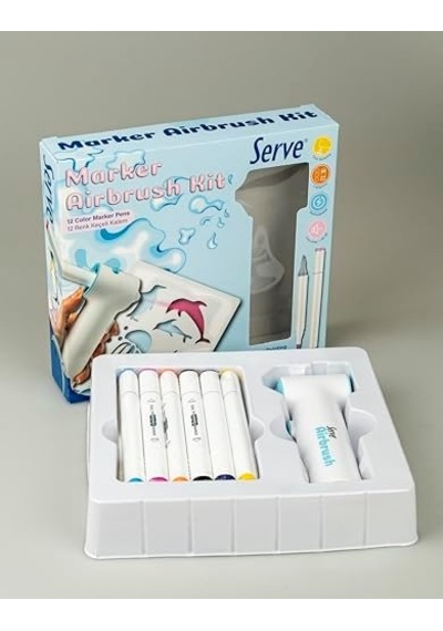Serve Aırbrush Kıt 12 Keçeli Kalem İle Birlikte