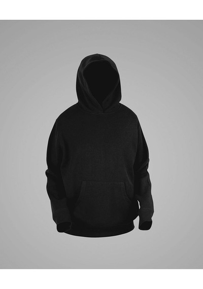 Sevbano Baskısız Unisex Oversize Basic Hoodie Siyah