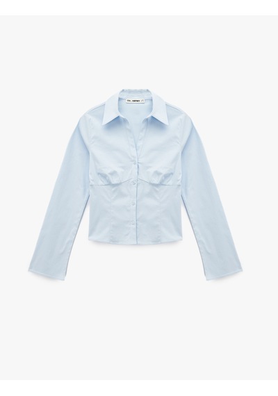 Koton Slim Fit Düğmeli Klasik Yaka Uzun Kollu Gömlek Mavi 6wal60078ıw Mavi