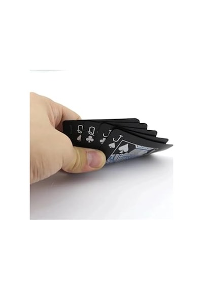 İskambil Kağıdı Destesi Oyun Kartları Su Geçirmez Pvc Parlak Siyah Deste 8,7cm X 5,7cm 54'lü Mavi