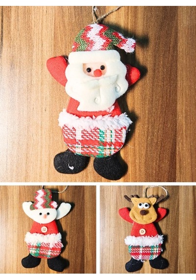 3 Adet Yılbaşı Çam Ağacı Süsü Peluş Tekstil Örme Orta Boy 17 Cm X 11 Cm