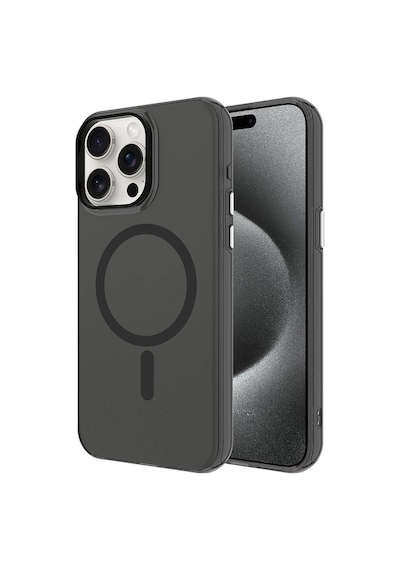 Kilifone - Apple Uyumlu iPhone 15 Pro - Kılıf Sert Kablosuz Şarj Destekli Buzlu C-pro Magsafe Kapak - Siyah