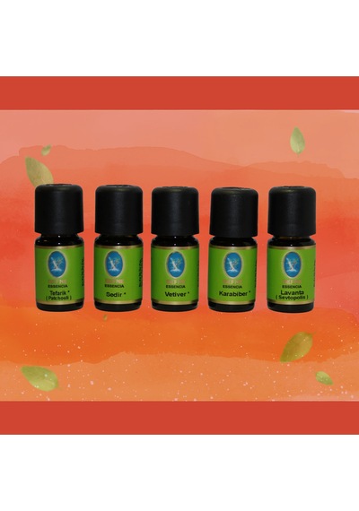Kök Çakra Tanışma Seti Aromatik Uçucu Yağlar 5 Li Paçuli Sedir Vetiver Karabiber Lavanta