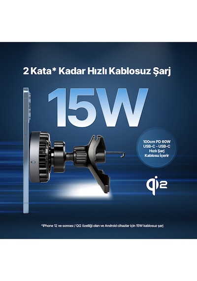 Ttec AirCharger Drive Pro Qi2 MagSafe Araç İçi Telefon Tutucu
