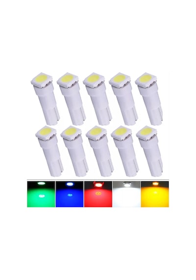 T5 Led Gösterge Led Kadran Ampül 12V Mini Dipsiz 10 Adet 12V Beyaz