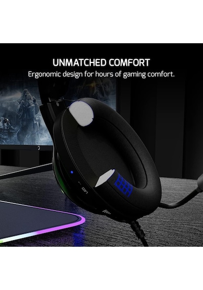 Kugon Usb Gaming Headset - 7.1 Virtual Surround Sound, Wired Led Headphones With 50mm Drivers,
