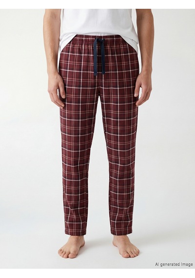 Lc Waikiki Lc Waıkıkı Bordo Standart Kalıp Ekose Erkek Pijama Altı