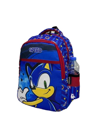 Yeni Sezon Speed Desenli 2' Li Erkek Okul Çantası + Beslenme Çantası Seti MAvi