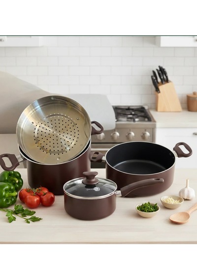 Greenpan Cambridge Red 3 Lü Tencere Seti 16 Cm 20 Cm 24 Cm + 24 Cm Buharda Pişirici Bordo