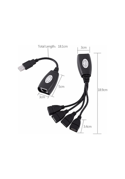Alfais 4406 4 Port Cat Rj45 Usb Hub Ek Uzatma Extender (50 Metre)