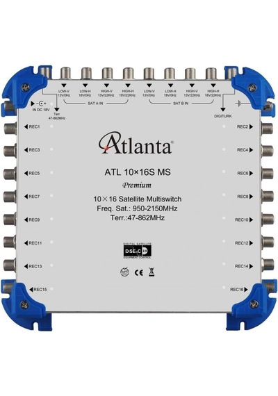 Atlanta 10/16 10x16 Santral Merkezi Sistem Multiswitch Sonlu / Karasal Aktif + Adaptör