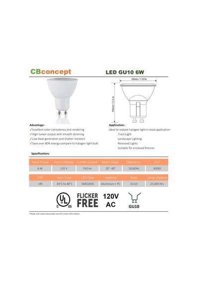 Ayrex 5 Watt, 400 Lümen, Gu10 Led-ampul, 50 W Halojen Ampul, 36 Işıma Açısı, 120 Volt, Aydınlatma, Track, Ayd