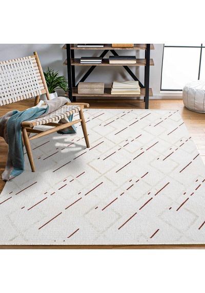 Bespoky Royal Geometrik Modern Salon Halısı Makine Dokuma Krem - Ekru