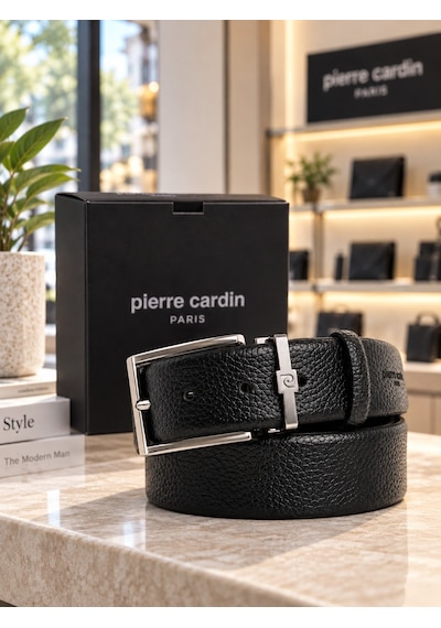Pierre Cardin Erkek Kemer %100 Hakiki Deri Siyah Floater Deri Kemer