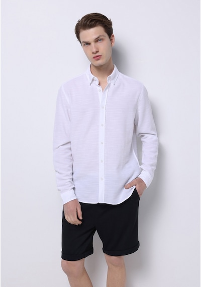 Colin's Colins Slim Fit Shirt Neck Düz Erkek Beyaz Uzun Kol Gömlek Cl1074508 Q1.v1 Wht Beyaz