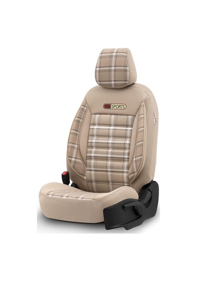 Gti Sports Design Oto Koltuk Kılıfı Ekstra Destekli Özel Jacquard Kumaş Tam Set - Bej