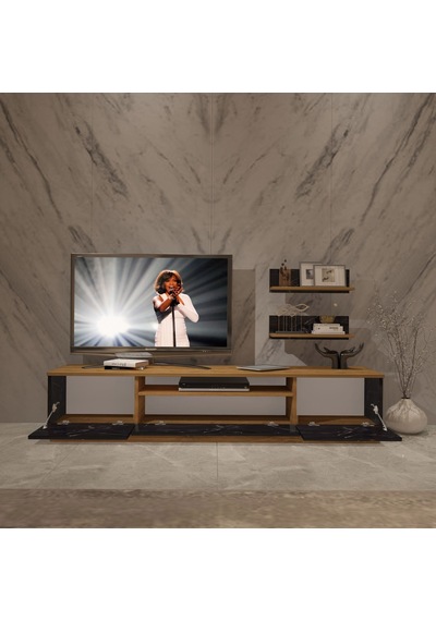 Decoraktiv Trendstyle 4s Mdf Tv Ünitesi Tv Sehpası Pera - Siyah Mermer