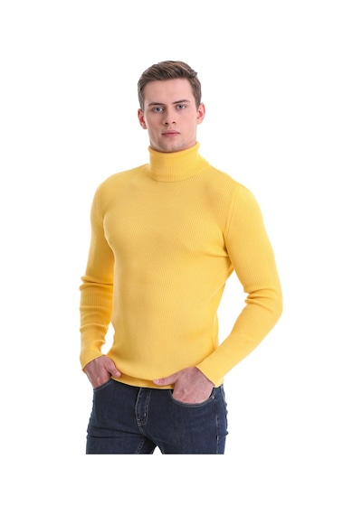 Hatemoğlu Sarı Slim Fit Fitilli Balıkçı Yaka Yünlü Triko Kazak 34232023a01 Sarı