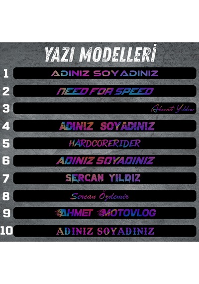 Kişiye Özel Motor Pleksi Plaka Hologram Yazı İstediğinizi Yazdırın