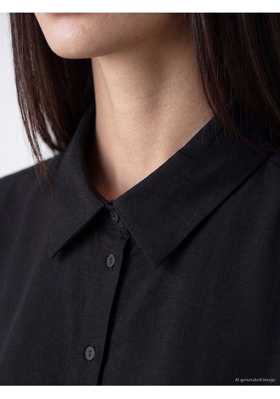 Lcw Everyday Siyah Dokulu Oversize Kadın Gömlek