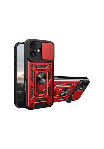 Newface - 136 - Apple Uyumlu iPhone 17 Pars Lens Yüzüklü Silikon - Ece-umay - - Kırmızı
