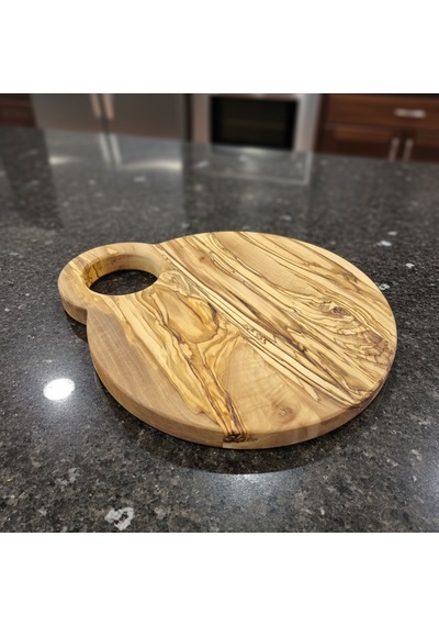 F&s Woodart Zeytin Ağacı Kesme Tahtası, Doğal Ahşap, 27 Cm Çap, El Yapımı, Gıda Sertifikalı, Peynir, Şarküteri Sunum Tahtası Bej