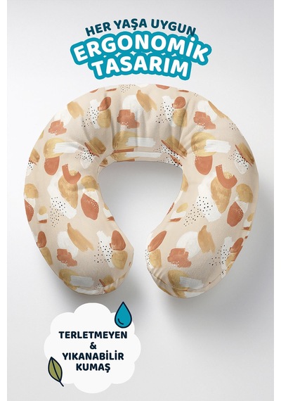 Soyut Geometrik Desenli Ergonomik Boyun Yastığı - Modern Bej Turuncu Altın Seyahat Yastığı Sedefli Sisli Kiremit Kırmızısı Soyut Geometrik Desenli Ergonomik Boyun Yastığı - Modern Bej Turuncu Altın Seyahat Yastığı Sedefli Sisli Kiremit Kırmızısı