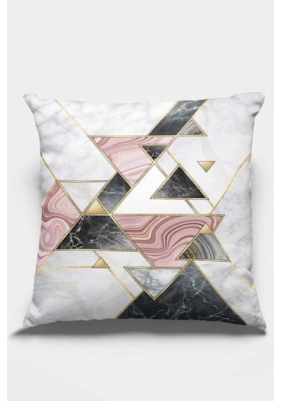 Pembe Geometrik Çift Taraflı Yastık Kırlent Kılıfı Krl092n11