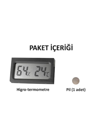 Aek-tech Dijital Nem Ölçer Termometre siyah N11.381